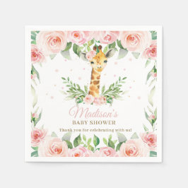 Guardanapo De Papel Giraffe Rosa, Chá de fraldas Floral, Aniversário