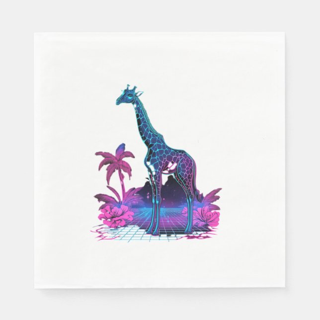 Guardanapo De Papel Giraffe Synthwave Vaporwave Art (Frente)