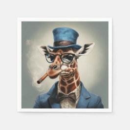 Guardanapo De Papel Giraffe wearing a top hat smoking a cigar