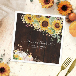 Guardanapo De Papel Girasol De Amor E Agradecimento Casamento Abóbora