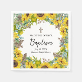 Guardanapo De Papel Girasol Eucalipto Palmeira Boho Quadrado Batismo