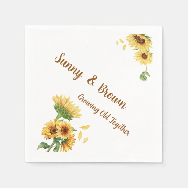 Guardanapo De Papel Girasol Romântico Rústico Casamento Engraçado Amar (Frente)