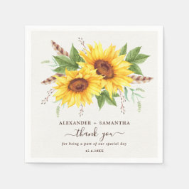 Guardanapo De Papel Girassóis Boho de Verão Floral em Aquarela na Moda