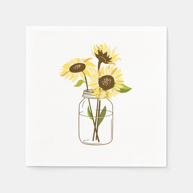 Guardanapo De Papel Girassóis Em Papel De Jar Mason Napkins (Frente)