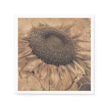 Girassóis Gigantes Vintage Sepia Brown Decoupage A