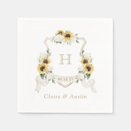 Guardanapo De Papel Girassóis Hydrangea Crest Casamento Monograma