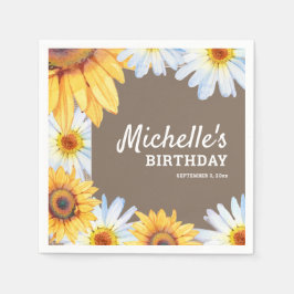 Guardanapo De Papel Girassóis White Daisies Burlap Custom Birthday