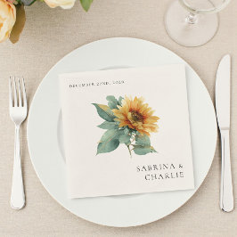 Guardanapo De Papel Girassol Aquarela Casamento Floral Rústico