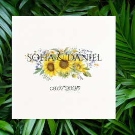 Guardanapo De Papel Girassol aquarela flor silvestre azul casamento