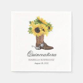 Guardanapo De Papel Girassol Aquarela Quinceañera Rústica Ocidental