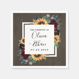 Guardanapo De Papel Girassol e Rosas Borgonha Marinho Vermelho Azul Ca