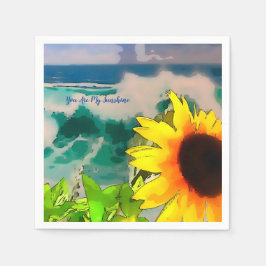 Guardanapo De Papel Girassol na praia você é meu sol