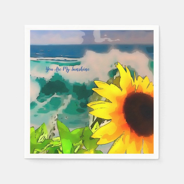 Guardanapo De Papel Girassol na praia você é meu sol (Frente)