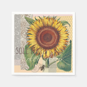 Guardanapo De Papel Girassol Vintage Damask Flower Art