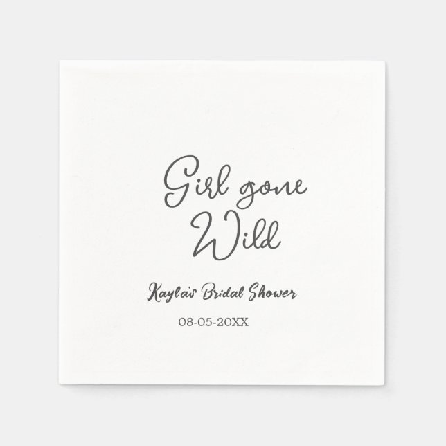 Guardanapo De Papel Girl gone wild bridal shower name date simple mini (Frente)