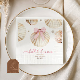 Guardanapo De Papel Girl Pink Bow Shell Baby Shower Paper Napkins