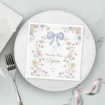 Girl's Christan Baptism Pastel Bow Wildflower