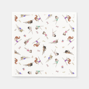 Guardanapo De Papel Girls Gymnastics White Festa de aniversário