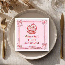 Guardanapo De Papel Girls Just Wanna Be One Red Pink Bow Cake Birthday