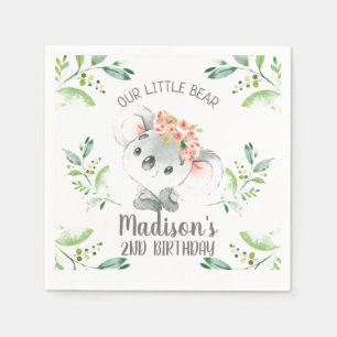 Guardanapo De Papel Girls Watercolor Koala Bear Aniversário Paper