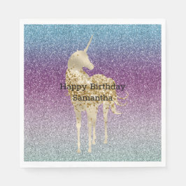 Guardanapo De Papel Girly Aqua Purple Mint Pink Glitter ombre Unicorn