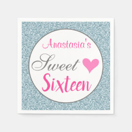 Guardanapo De Papel Girly & Glam Cor de Rosa Azul Claro Brilhante Doce