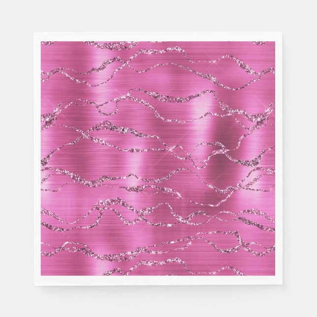 Guardanapo De Papel Girly Pink Glitz Glitter (Frente)