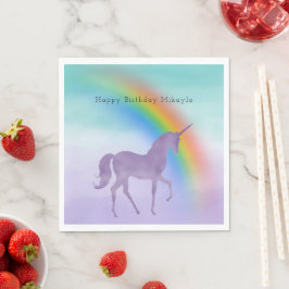 Guardanapo De Papel Girly Purple Unicorn Rainbow Personalizado