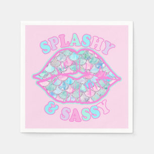 Guardanapo De Papel Girly Splashy e Sassy Turquoise Rosa Sassy Kiss
