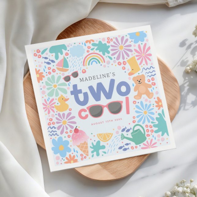 Guardanapo De Papel Girly Two Cool Summer Splash 2nd Birthday (Criador carregado)