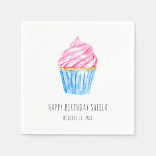 Guardanapo De Papel Glacé cor-de-água branca, cor-de-rosa, cupcake,