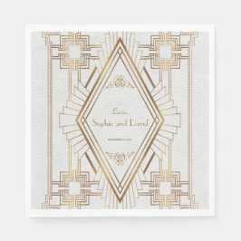 Guardanapo De Papel Glam Dourado e Excelente Branco Casamento Gatsby