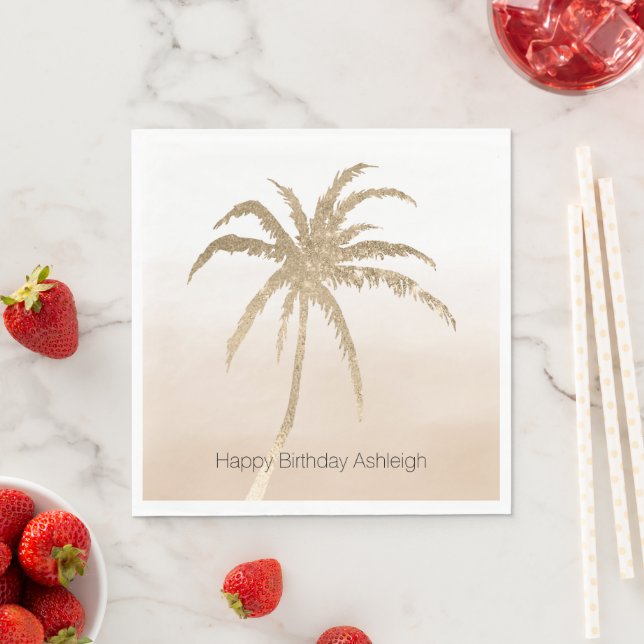 Guardanapo De Papel Glam Dourado Tropical Palm Tree Ombre (Insitu)