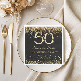 Guardanapo De Papel Glam Gold Diamonds 50th Birthday Party