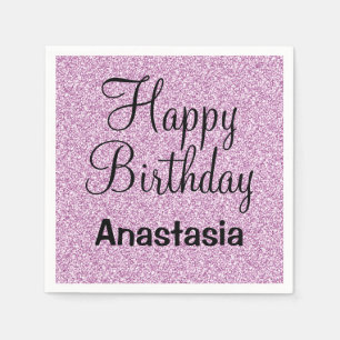 Guardanapo De Papel Glam Happy Birthday Roxple Glitter Nome do Sparkle