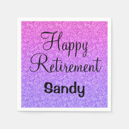 Guardanapo De Papel Glam Happy Retirement Ombre Roxo Glitter Sparkle