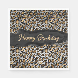 Guardanapo De Papel Glam Leopard Feliz Aniversário