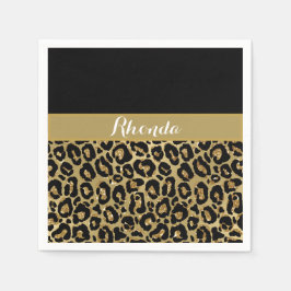 Guardanapo De Papel Glam Leopard Imprime Glitter Elegante Aniversário