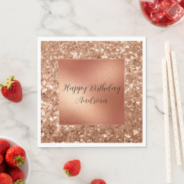 Guardanapo De Papel Glam Rosa Dourado Chunky Glitter