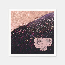 Glam Rose Blush Preto Brilho Rosas