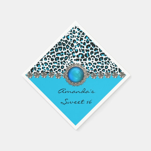 Guardanapo De Papel Glam Snow Leopard Doce 16 Aniversário Personalizad (Canto)