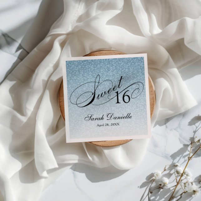 Guardanapo De Papel Glama Azul Claro 16 Doce Personalizado (Criador carregado)