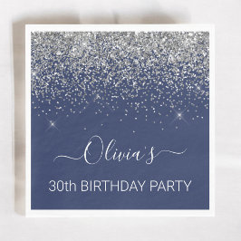 Guardanapo De Papel Glitter aniversário de 30 anos Marinho Azul De Pra