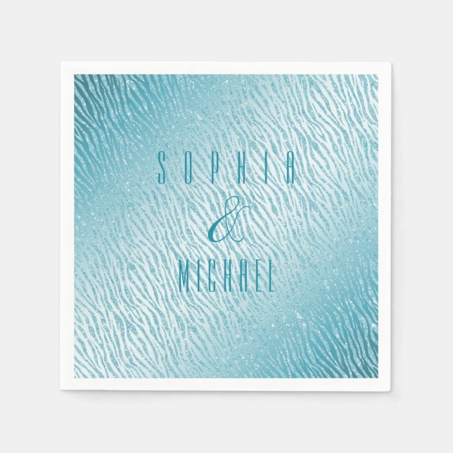 Guardanapo De Papel Glitter Azul de Impressão Personalizada para Anima (Frente)