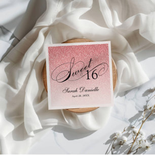Guardanapo De Papel Glitter Cor-de-Rosa Bonito Doce 16 Personalizado
