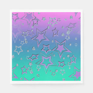 Guardanapo De Papel Glitter de gradiente natalício brilhando estrelas