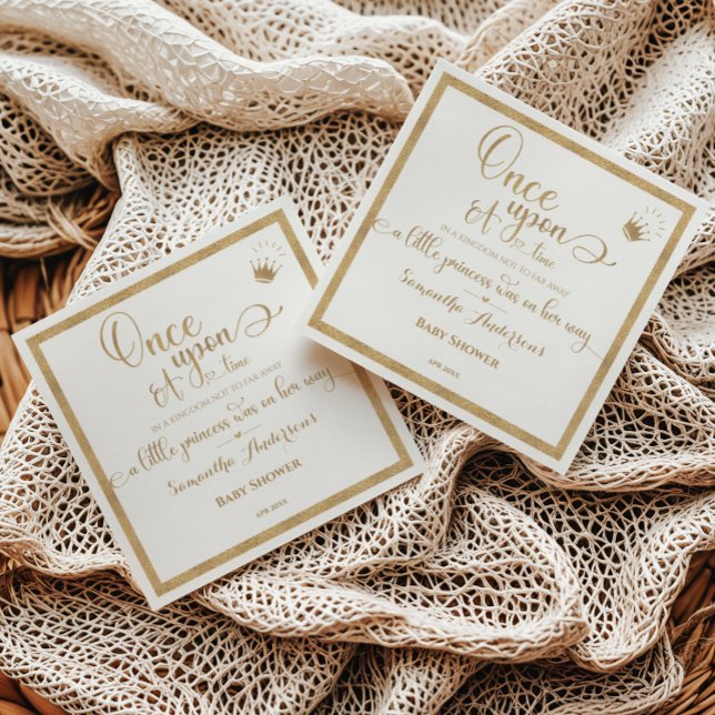 Guardanapo De Papel Glitter Dourada Princesa Uma Vez Em Um Chá de fral (Criador carregado)