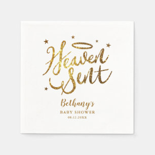 Guardanapo De Papel Glitter Dourado Chá de fraldas Elegante Enviado