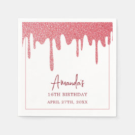 Guardanapo De Papel Glitter Dourado de Rosa chic Doce 16 Aniversário