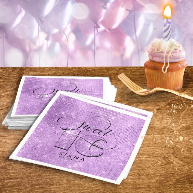 Guardanapo De Papel Glitter e Shine Sweet 16 Violet ID675 (Criador carregado)